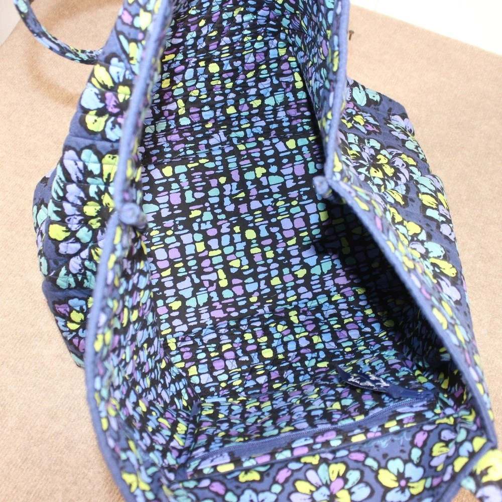 Vera Bradley Blue Bayou Quilted Cotton Floral Tote Bag Shoulder Purse Large
